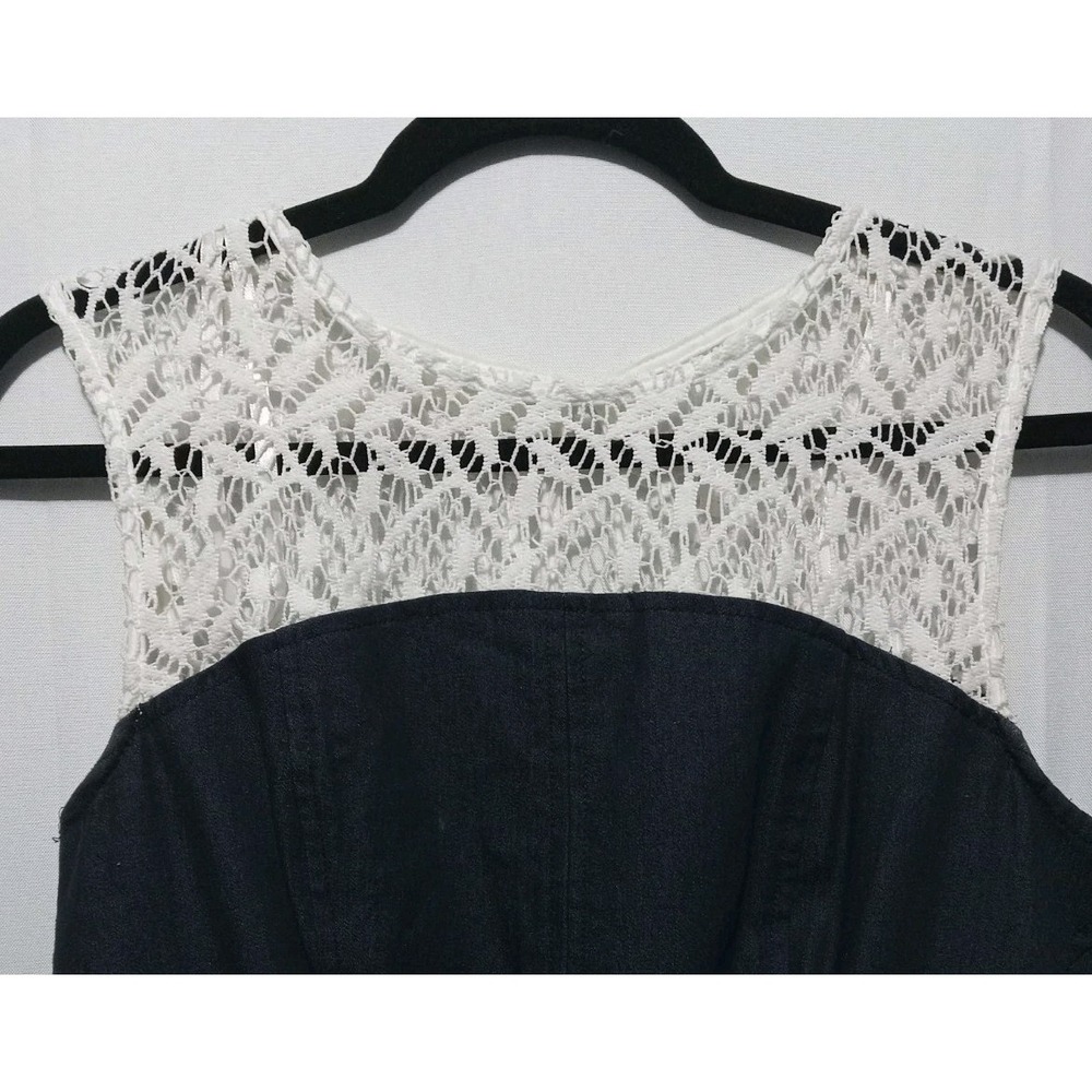 Studio One New York Lace Top Sheath Dress Size 8 Black White Gold Zip Pockets